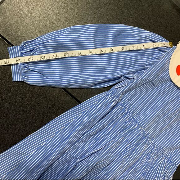 SYLVIA WHYTE Vintage Made in USA Blue & White Long Sleeve Dress Girl Size 4 #524 - Picture 12 of 12